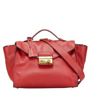 PRADA Red Leather Shoulder Bag